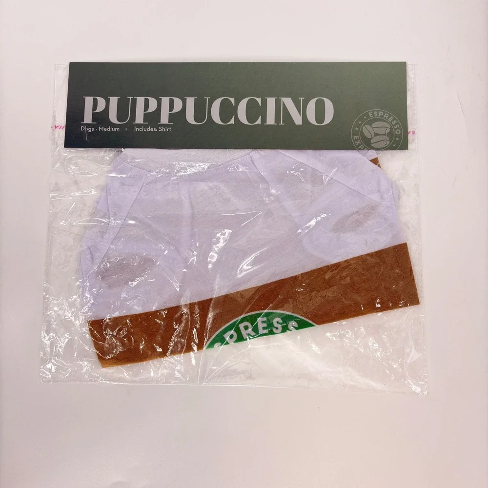 PUPPUCCINO Dog Shirt Costume Espresso Express Pet Outfit‎ - Medium